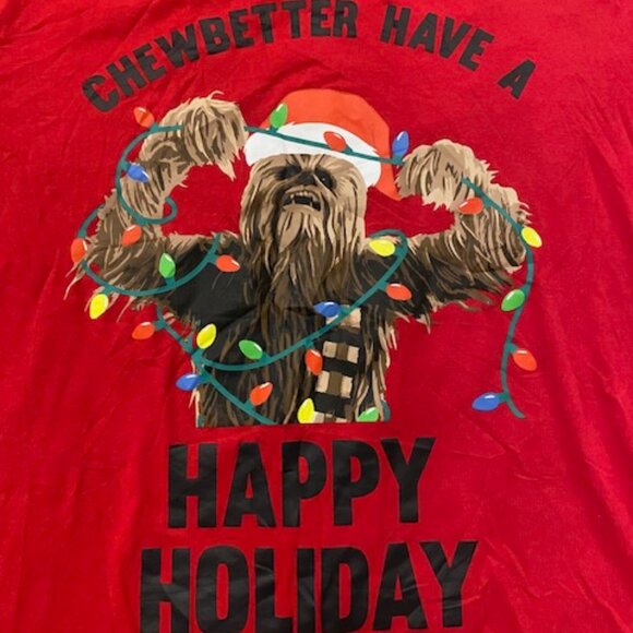 Star Wars 'Chewy' Christmas T shirt. Size M Red Festive! - Picture 2 of 5